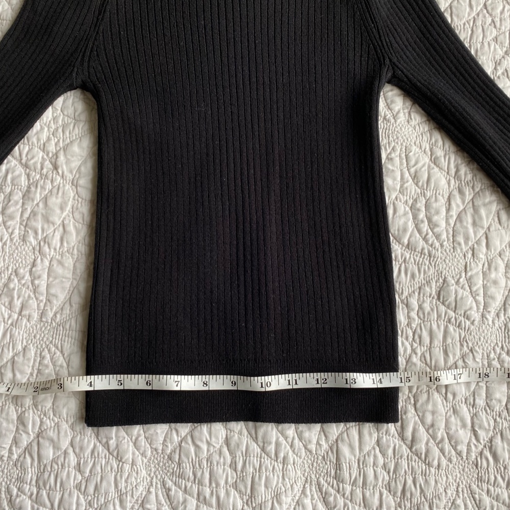 Black Ribbed Longsleeve Cold Shoulder Top - Picture 4 of 6